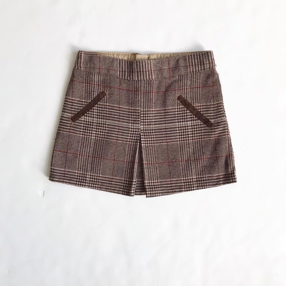 Brown plaid pleaded skirt EUC fits like 5T